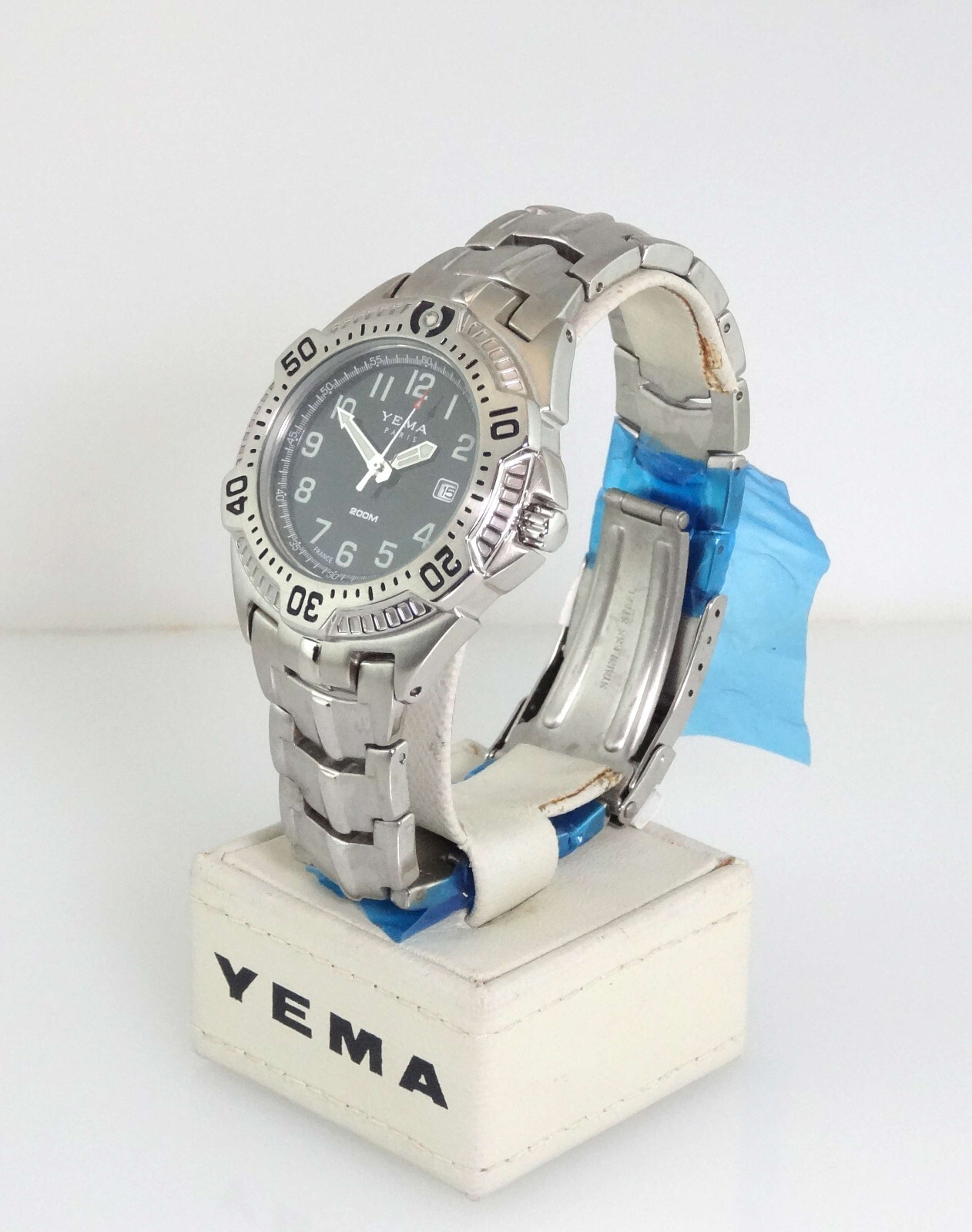 YEMA by Seiko YM-565 Men’s Silvertone Deep-Diver Quartz Watch NIB 20-ATM (200-M)