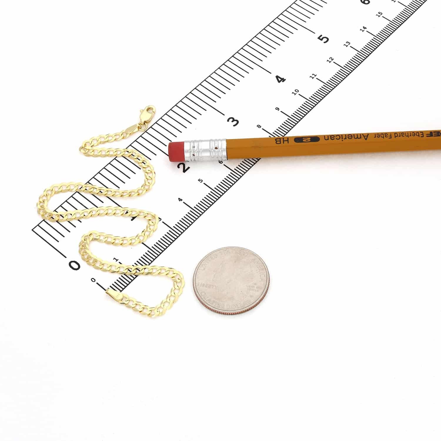 Solid 14K Yellow Gold 3.7mm Cuban Anklet Bracelet 10″
