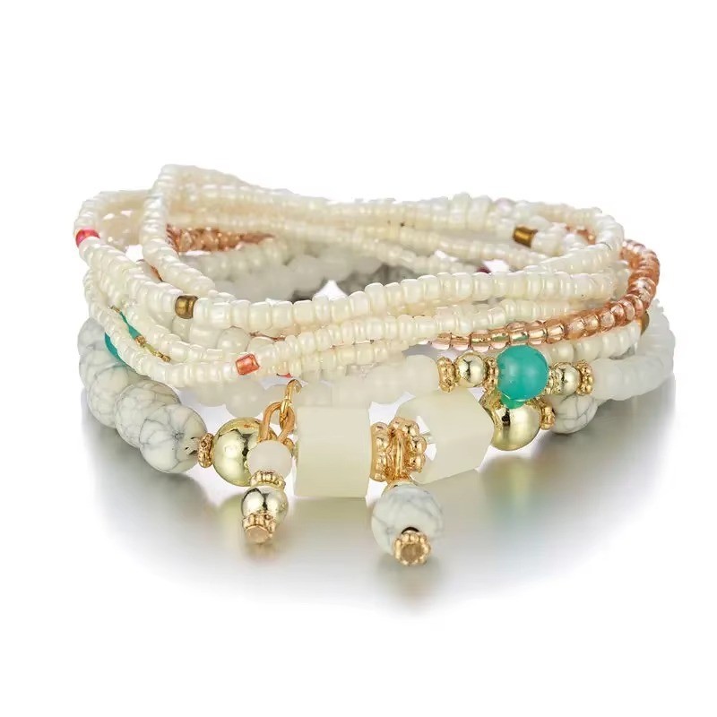 8PCS Boho Colorful Beaded Bracelet Set Handmade Stackable Bracelets Women