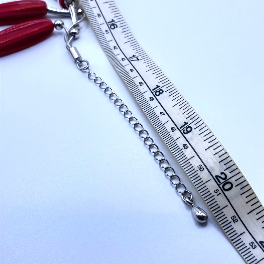 Decorative beaded necklace silver tone metal 51cm adjustable vintage 3 strand