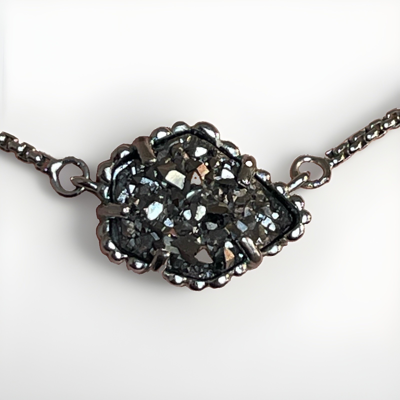 Kendra Scott Adjustable Gray Druzy Silver-Toned Necklace