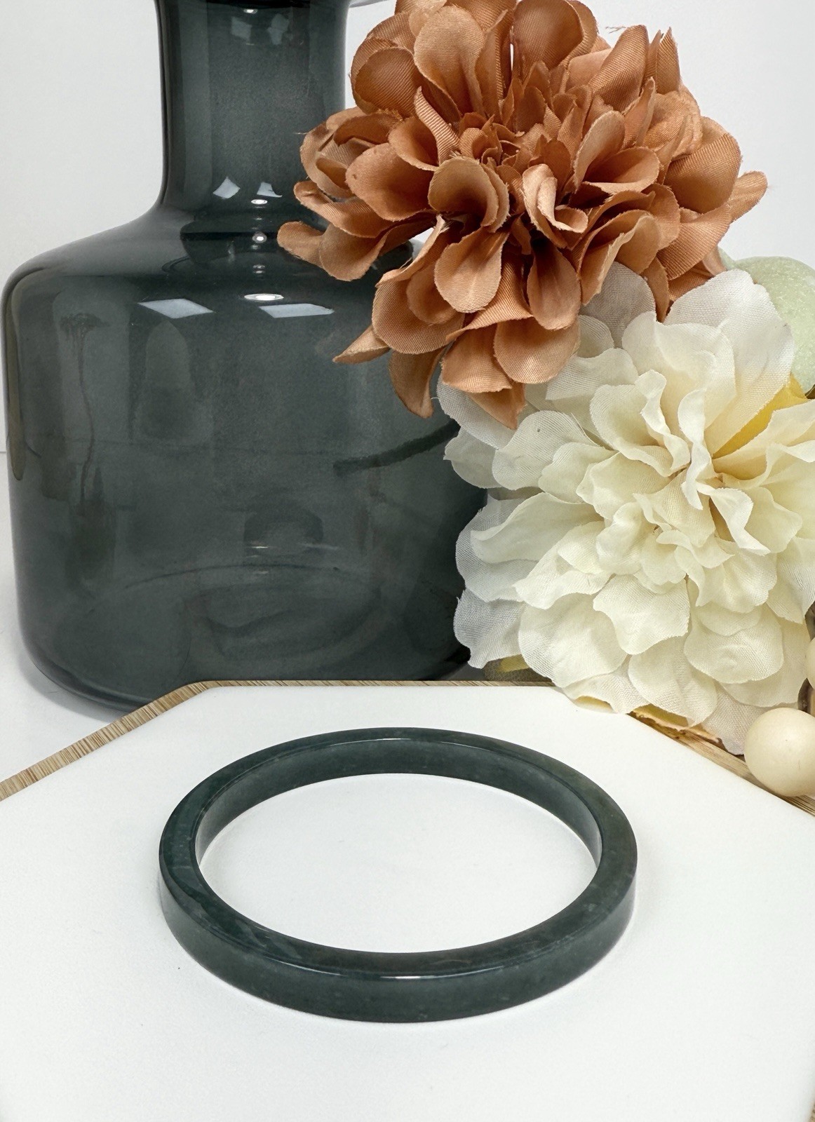 Blue Water Jade Square Hard Bangle Size: 57 Width: 6MM