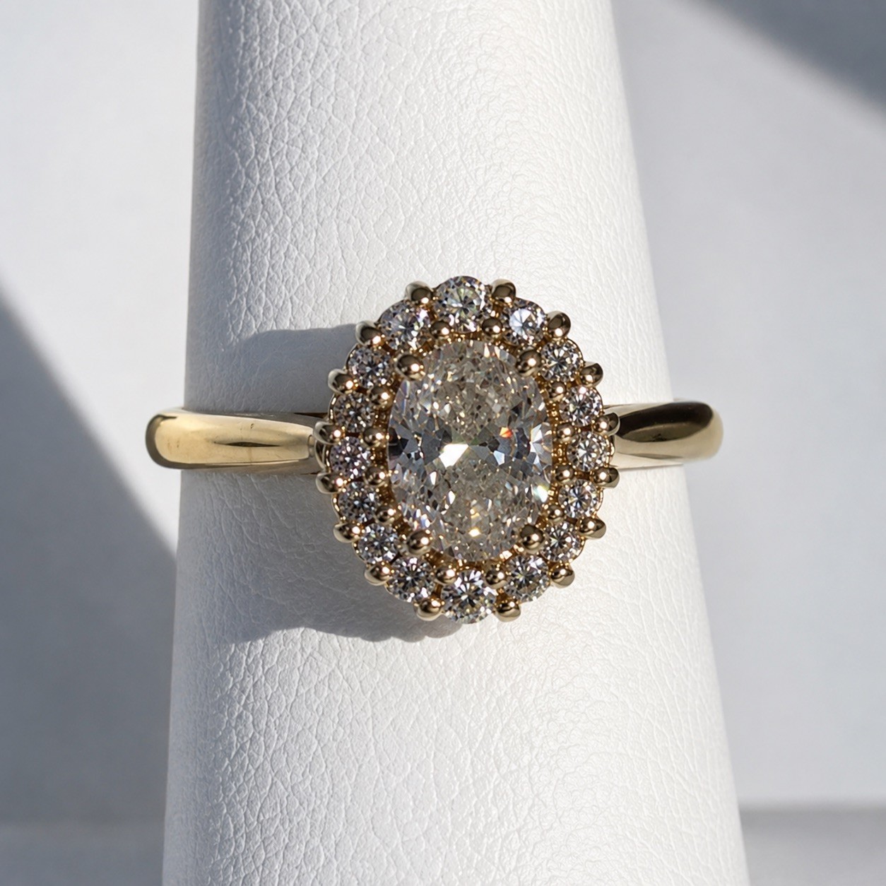 Oval Diamond Halo Engagement Ring 14K Gold Sz 6 GIA Natural 0.82ct D/SI1