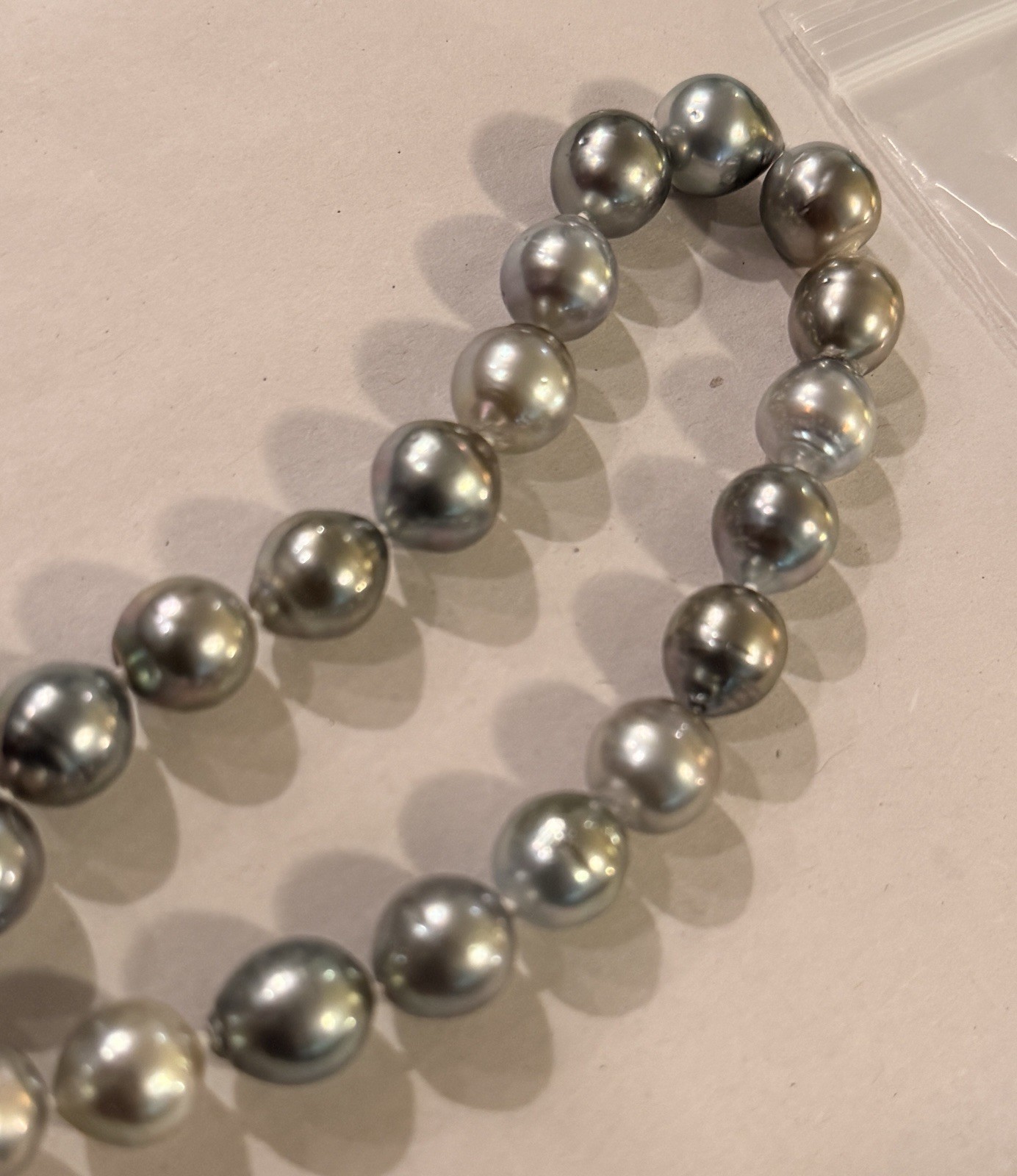 Large Tahitian Pearl Necklace 10.6-11.2mm 18″ Silver Seawater Pearls NEW
