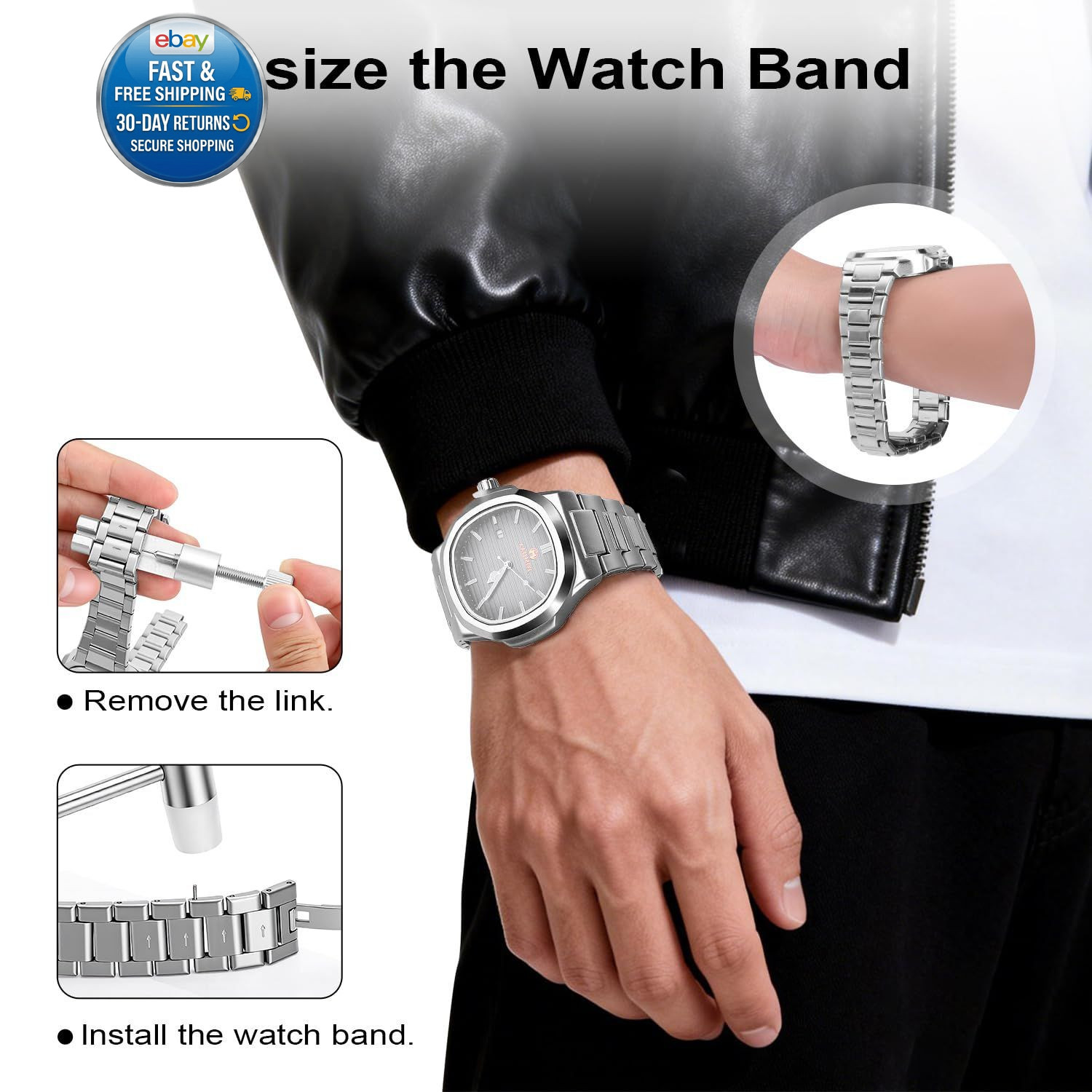 Solid Watch Link Removal Kit, Tools to Adjust and Remove Blue
