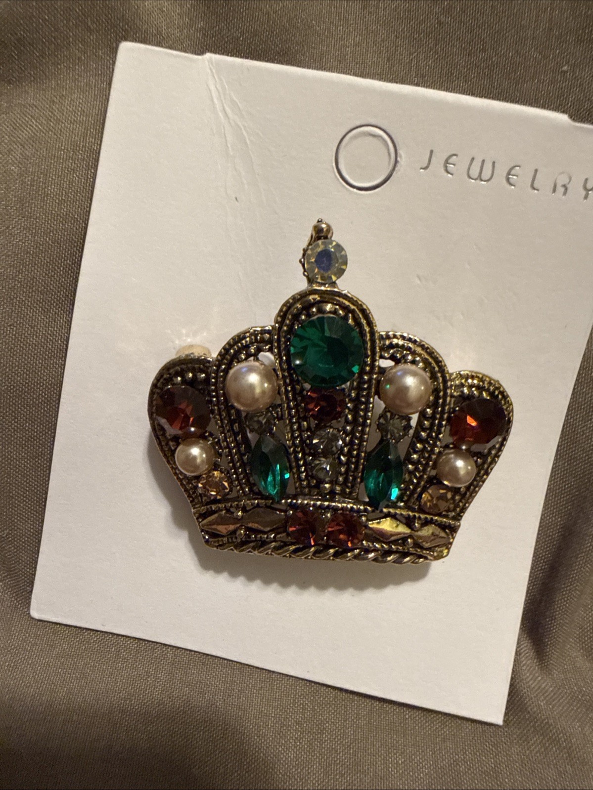 Love This Malachite Green Faux Stones W/multi Faux Colors & white Pearls Brooch