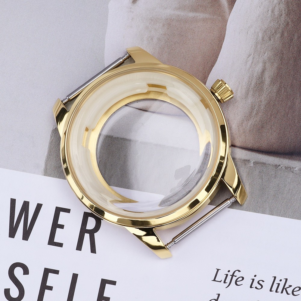 Pilot Watch Case Luxurious Golden 33mm/40.6mm Steel 10ATM For Seiko NH35 36 NH38