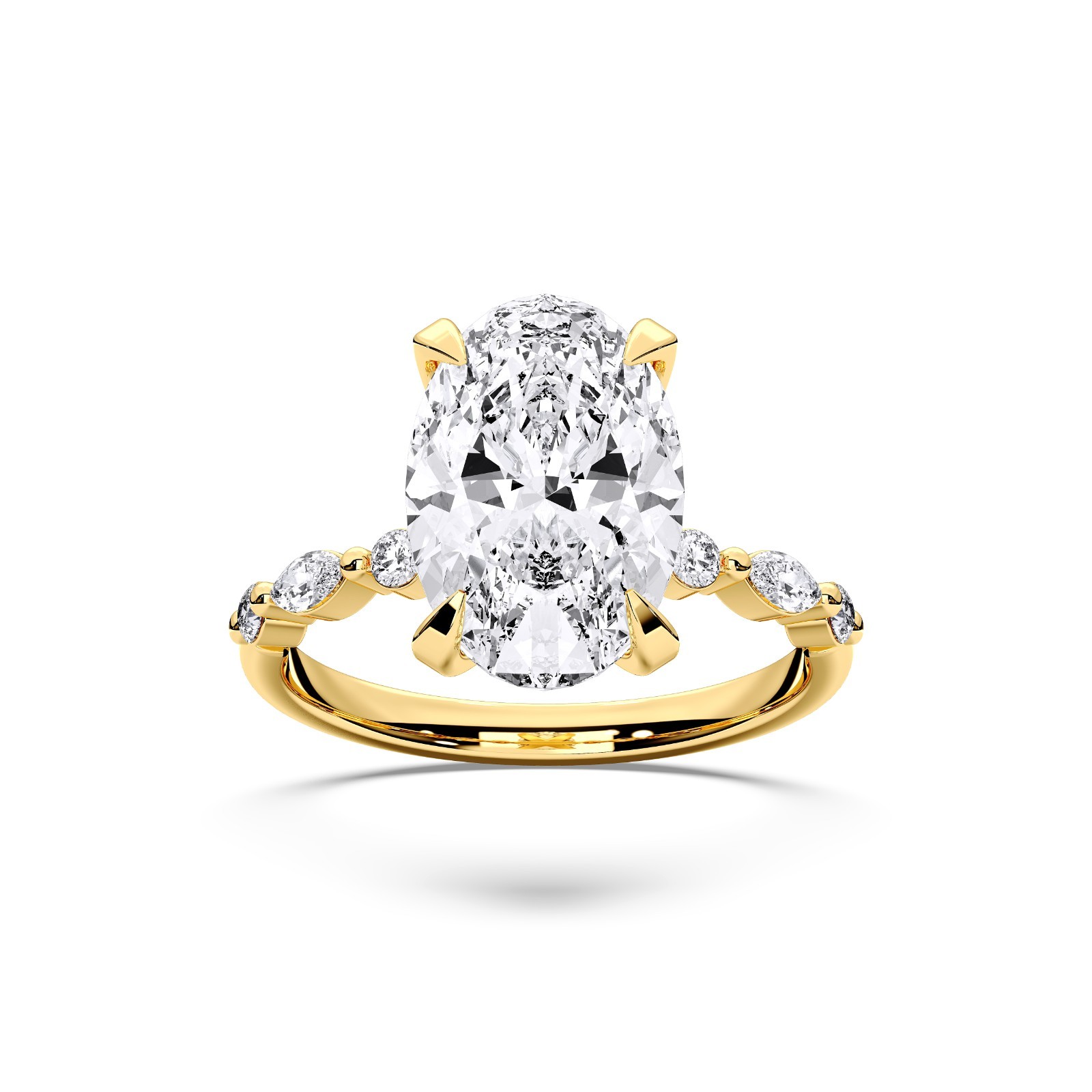 5.25 CT Oval & Round Cut Moissanite 7 Stone Engagement Ring 925 Silver for Women
