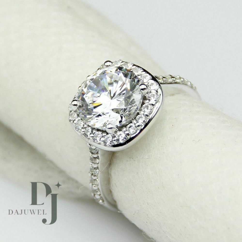 Moissanite Halo Engagement Ring 2.50 CT Round Brilliant Cut Solid 14K White Gold