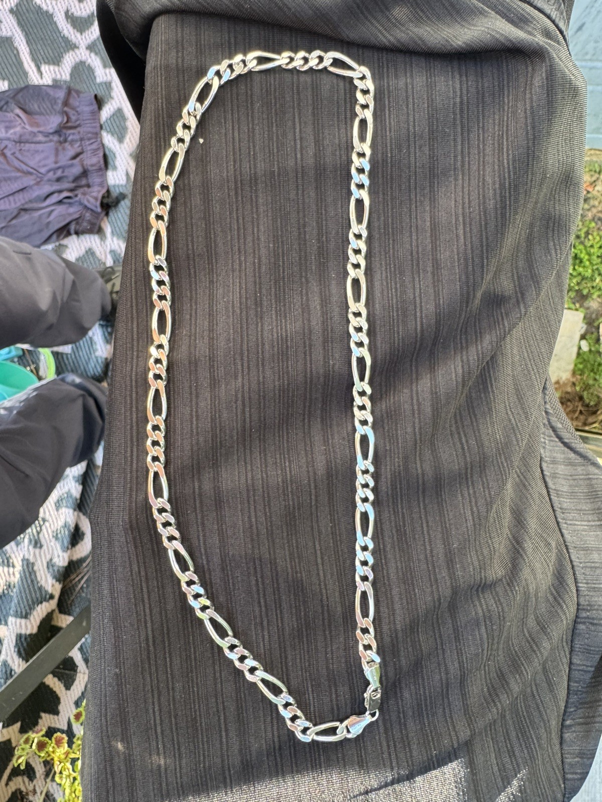 Sterling Silver 925 Figaro Chain 22” Necklace 39 Grams