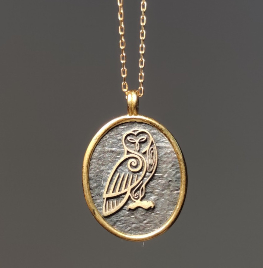 Owl Pendant Oval Animal Charm Birthday Gift idea