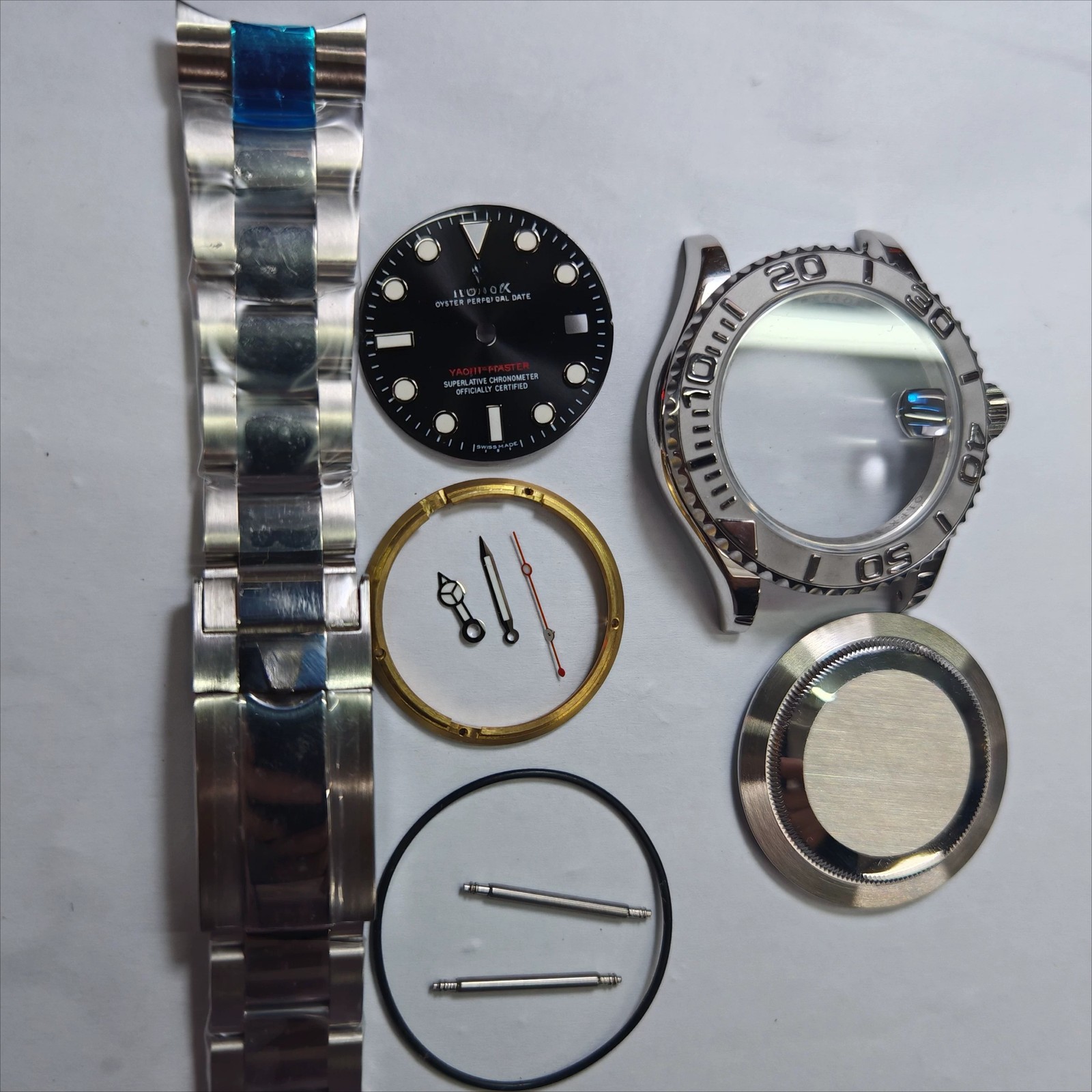 DIY Watch Part Kit for Movement 2836 8215 40mm Watch Case+Dial+Hands+Steel Strap