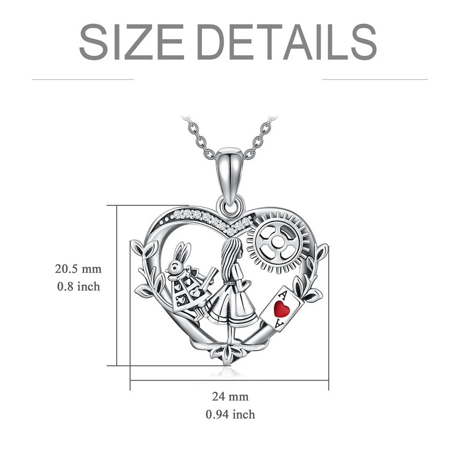 Alice In Wonderland Jewelry Silvery Heart Pendant Necklace Earrings Keaychain