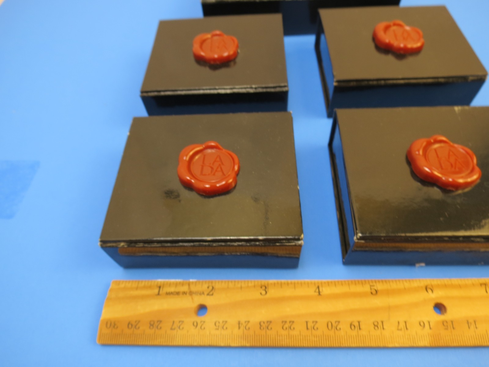 La Da Black Wax Stamp Jewelry Box Lot of 5 EMPTY BOXES