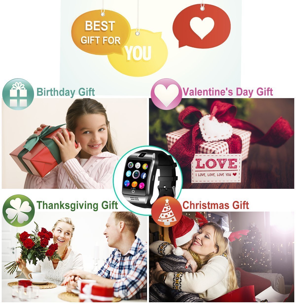 Touch Screen Smart Watch Bluetooth Phone Unlocked T-Mobile SIM Call for Android