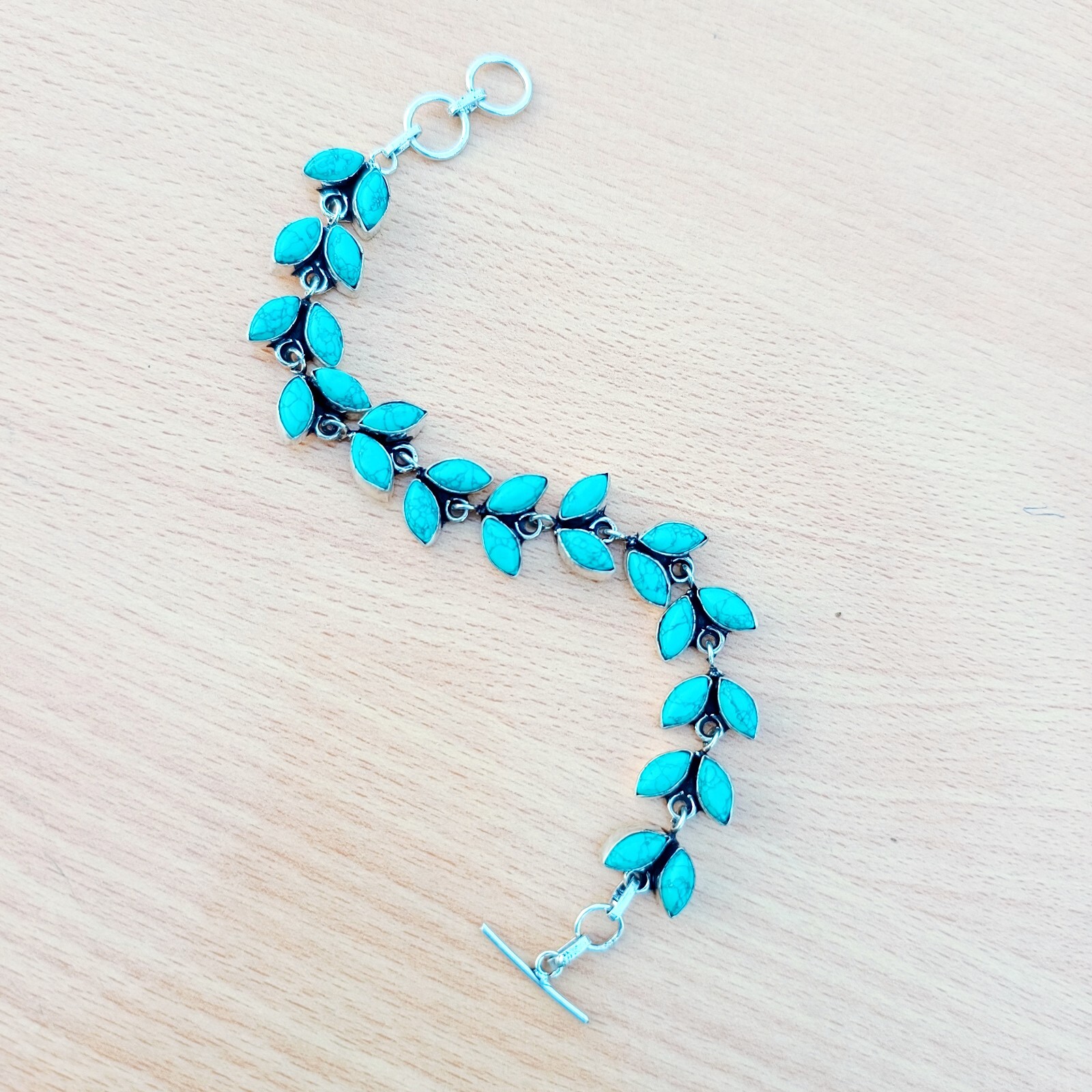Turquoise Gemstone Bracelet Sterling Silver Bracelet Handmade Bracelet Jewelry