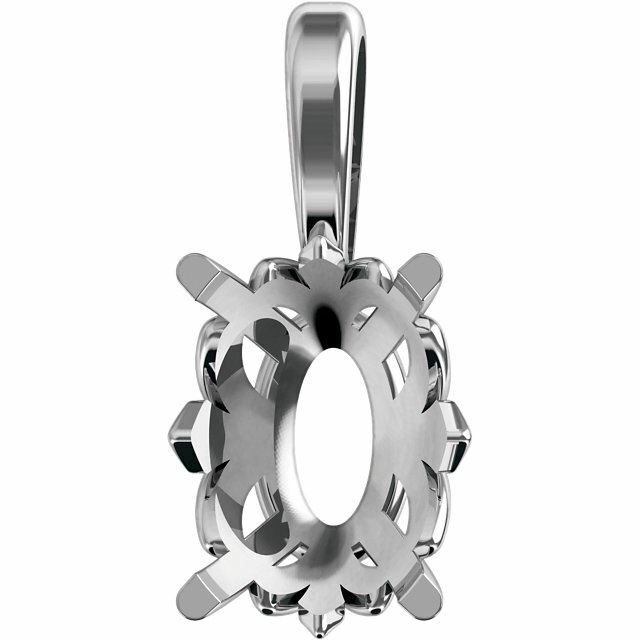 14K Gold Oval 4-Prong Fleur-de-lis Pendant Setting 6x4mm-12x10mm