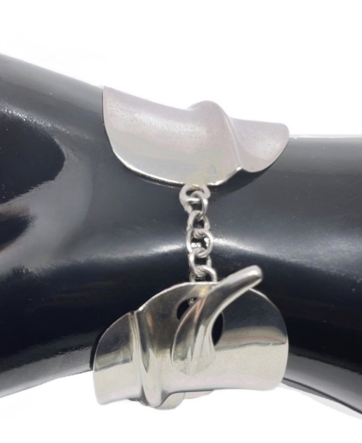 RGN 925 Sterling Silver Large Leaf Link Bracelet