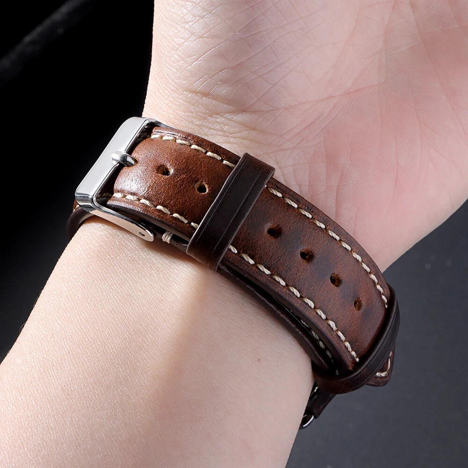 18mm 19mm 20mm 21mm 22mm Men’s Genuine Leather Watch Strap Band Quick Release