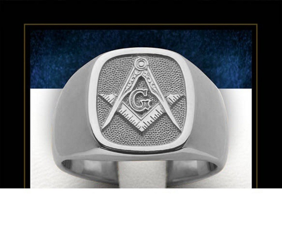 Hot Sale Mason Masonic No Stone Rhodium Plated Brass Men Custom Ring Size 7-15