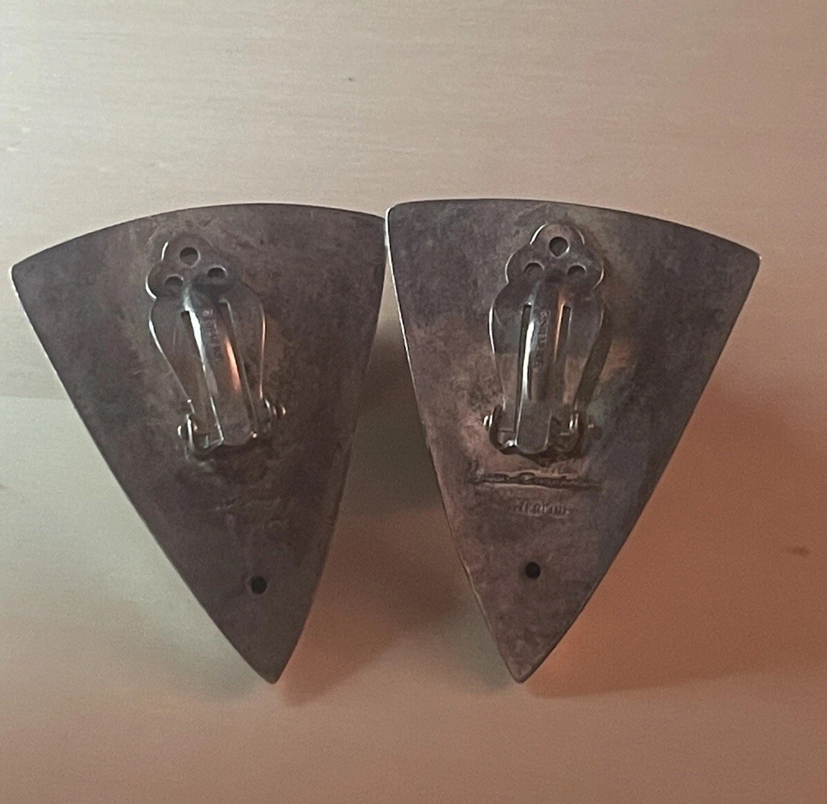 Vintage Susan Cummings Classic Signed Sterling Silver 925 Clip On Earrings