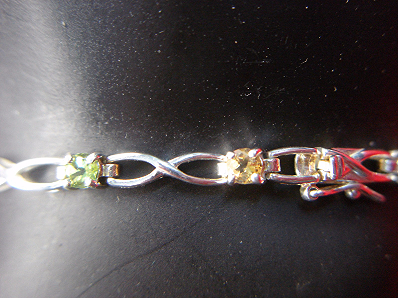 CUTE STERLING SILVER BRACELET WITH 5 DIFF. COLORED GEMSTONES – WELL MADE & NICE!