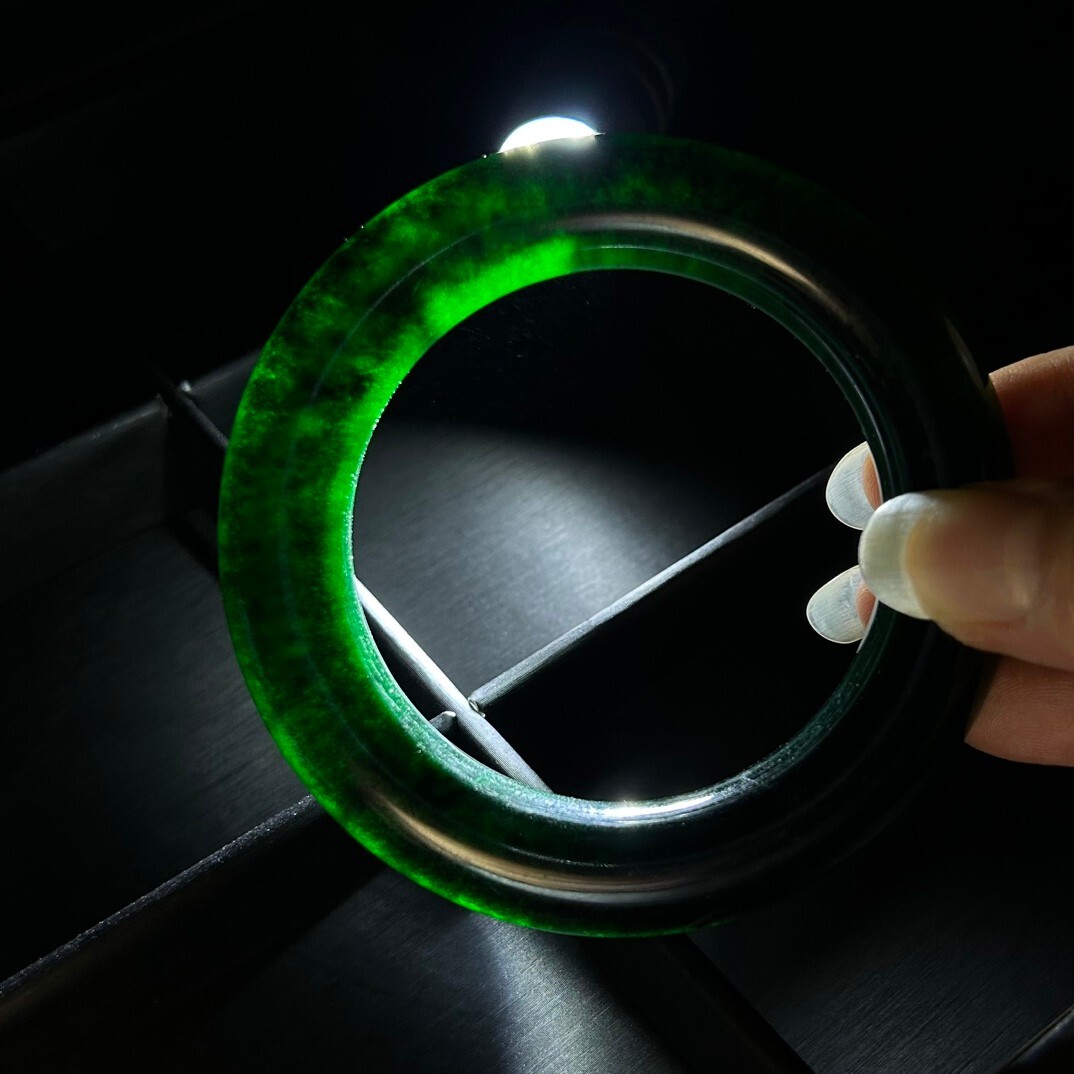 Natural AAA Green Atrovirens Jade Jasper Jadeite Bracelets Bangle 60mm