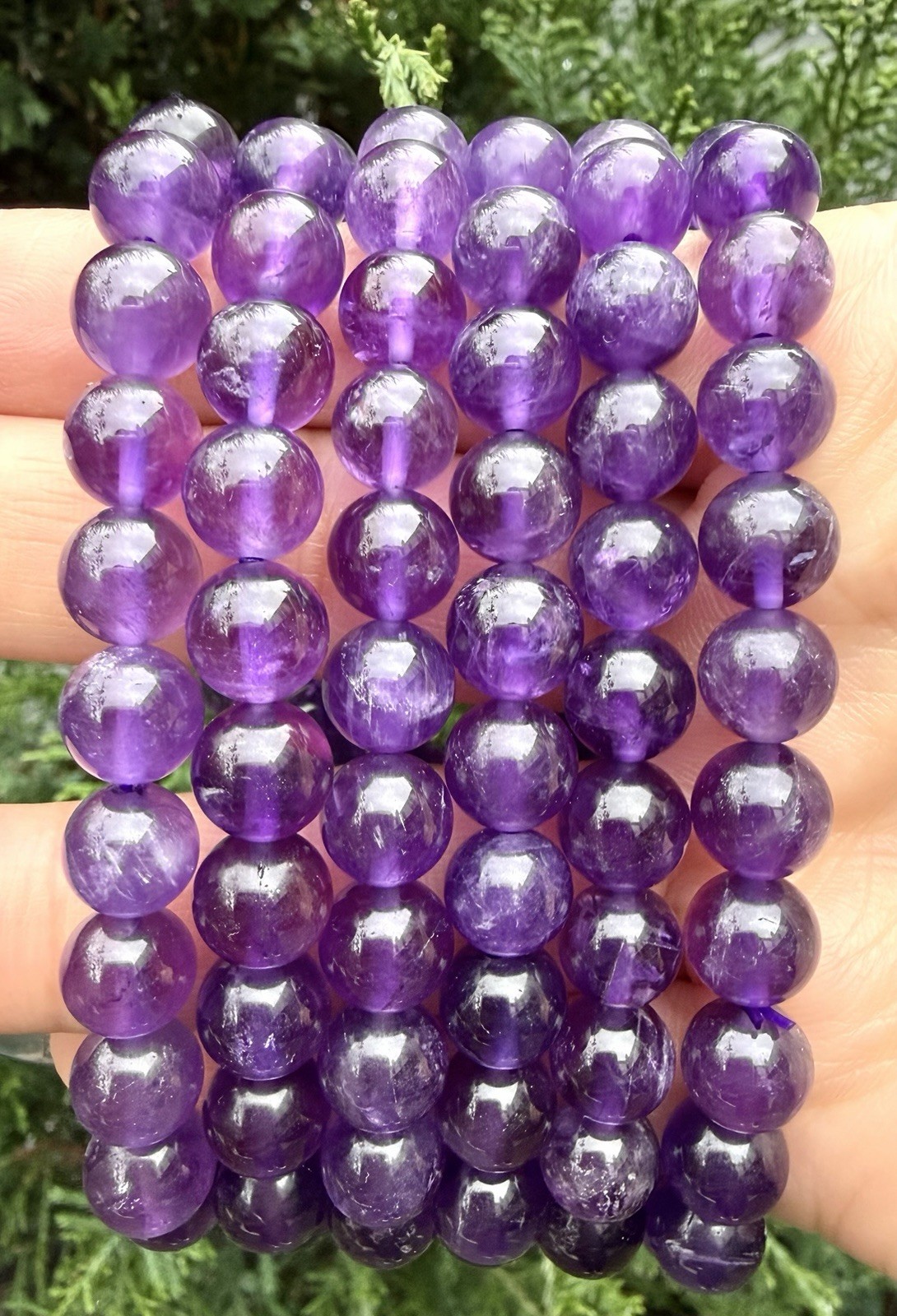 Wholesale Lot 6 Pcs Natural Amethyst 8mm 7.5” Crystal Stretch Bracelet