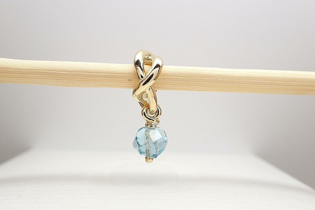 Authentic PANDORA #763462C03 Faceted Sea Aqua Blue Eternity Shine Charm – March