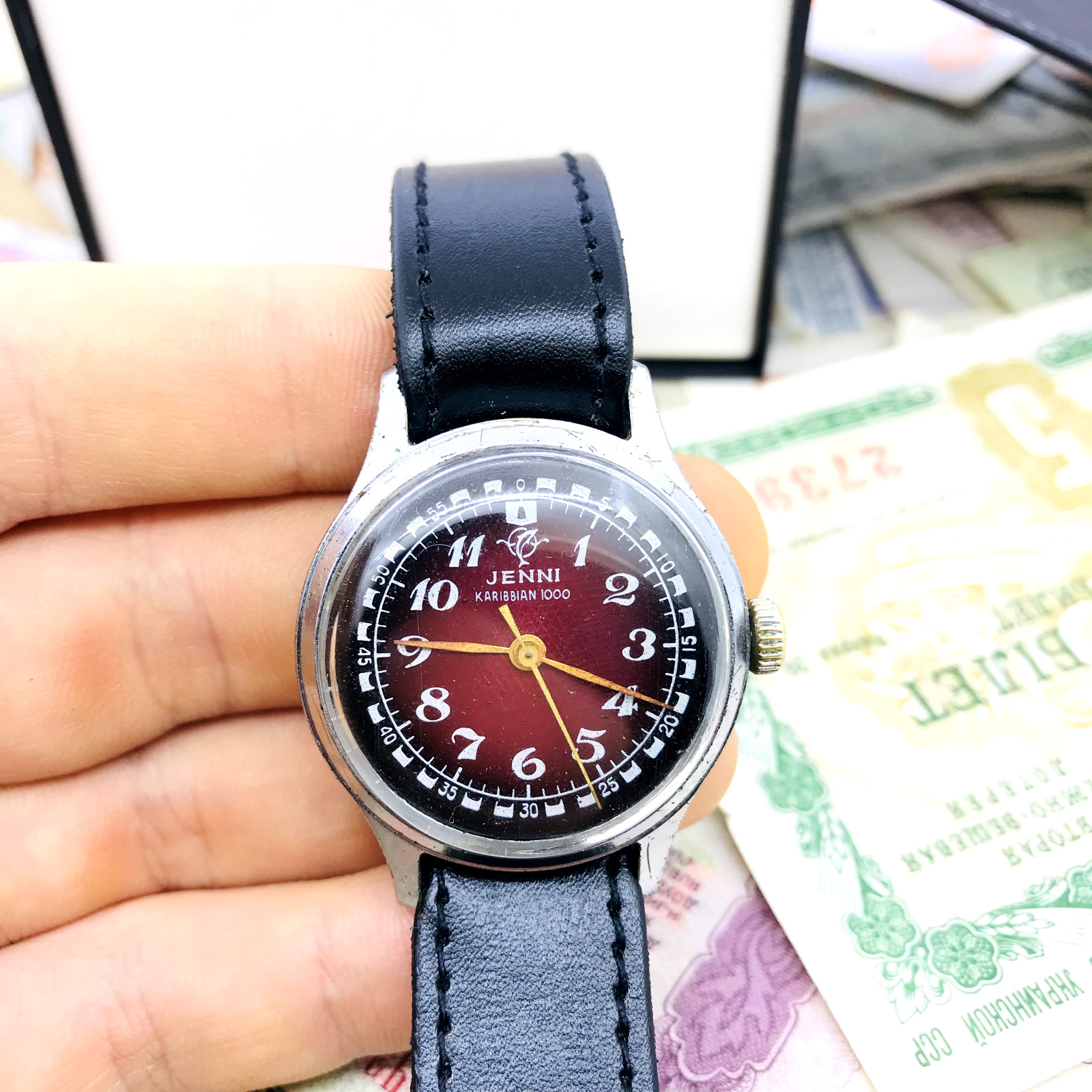🔥 Rare Jenni Karibbian 1000 USSR 1960s wrist watch Pobeda Soviet Service