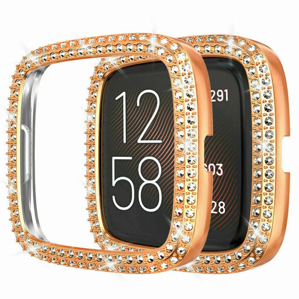 For Fitbit Versa 3/ Sense Bling Metal Stainless Steel Watch Band Strap Case
