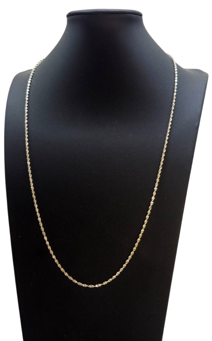 Sterling Silver 925 Twisted Rope Chain Necklace Classic 26 inch Lobster Clasp