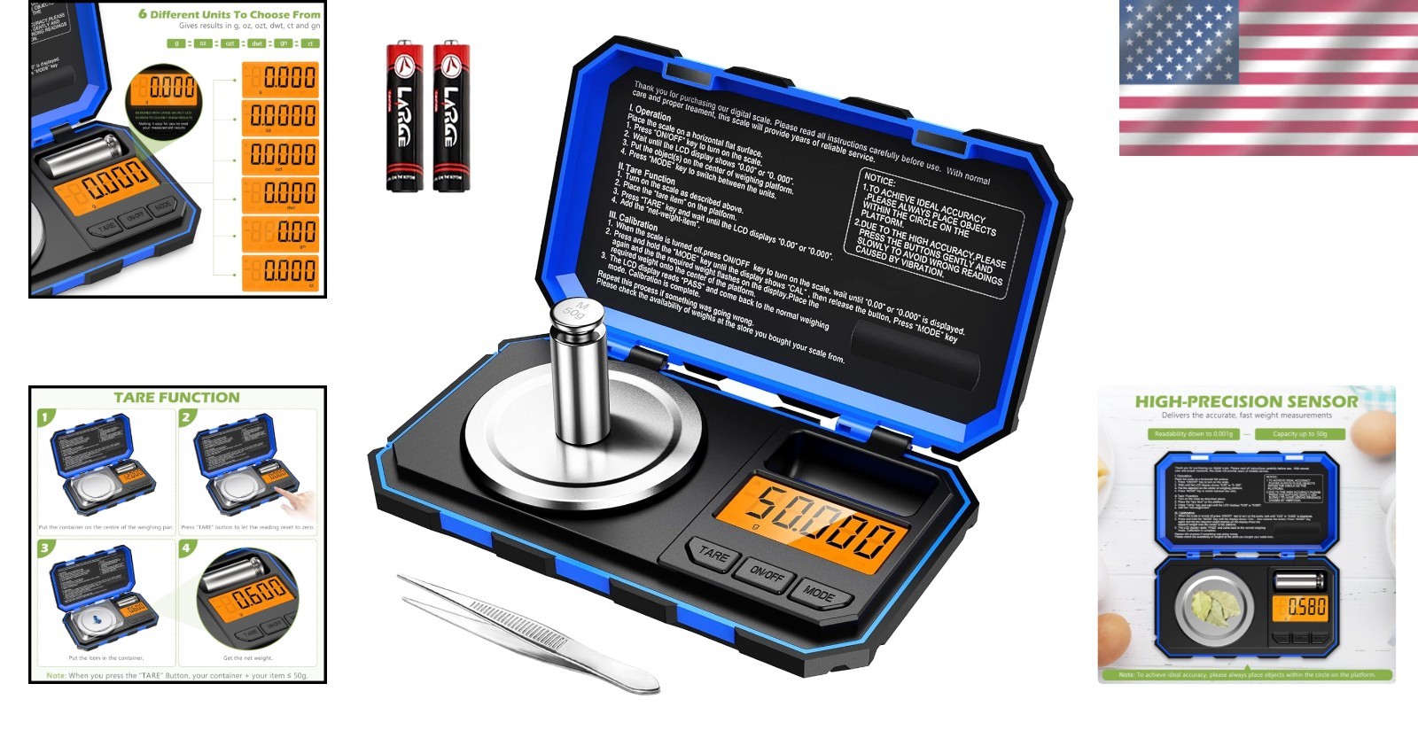 Digital Pocket Scale, 50g 0.001g Professional Milligram Scale, Portable Sized
