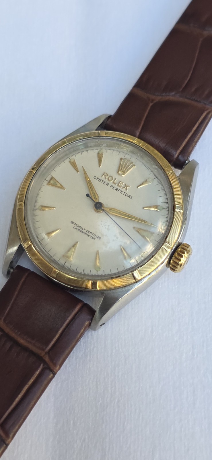 Vintage 1950’s Rolex Oyster Perpetual Ref 6085 Two Tone 34mm Men’s Watch