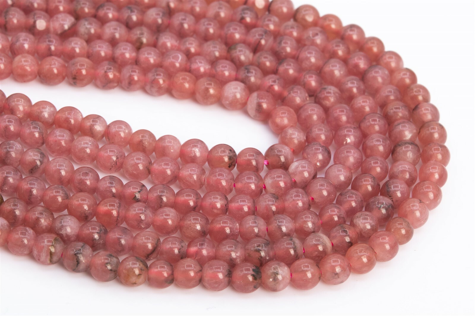 5MM Genuine Natural Transparent Argentina Rhodochrosite Grade AAA Round Beads