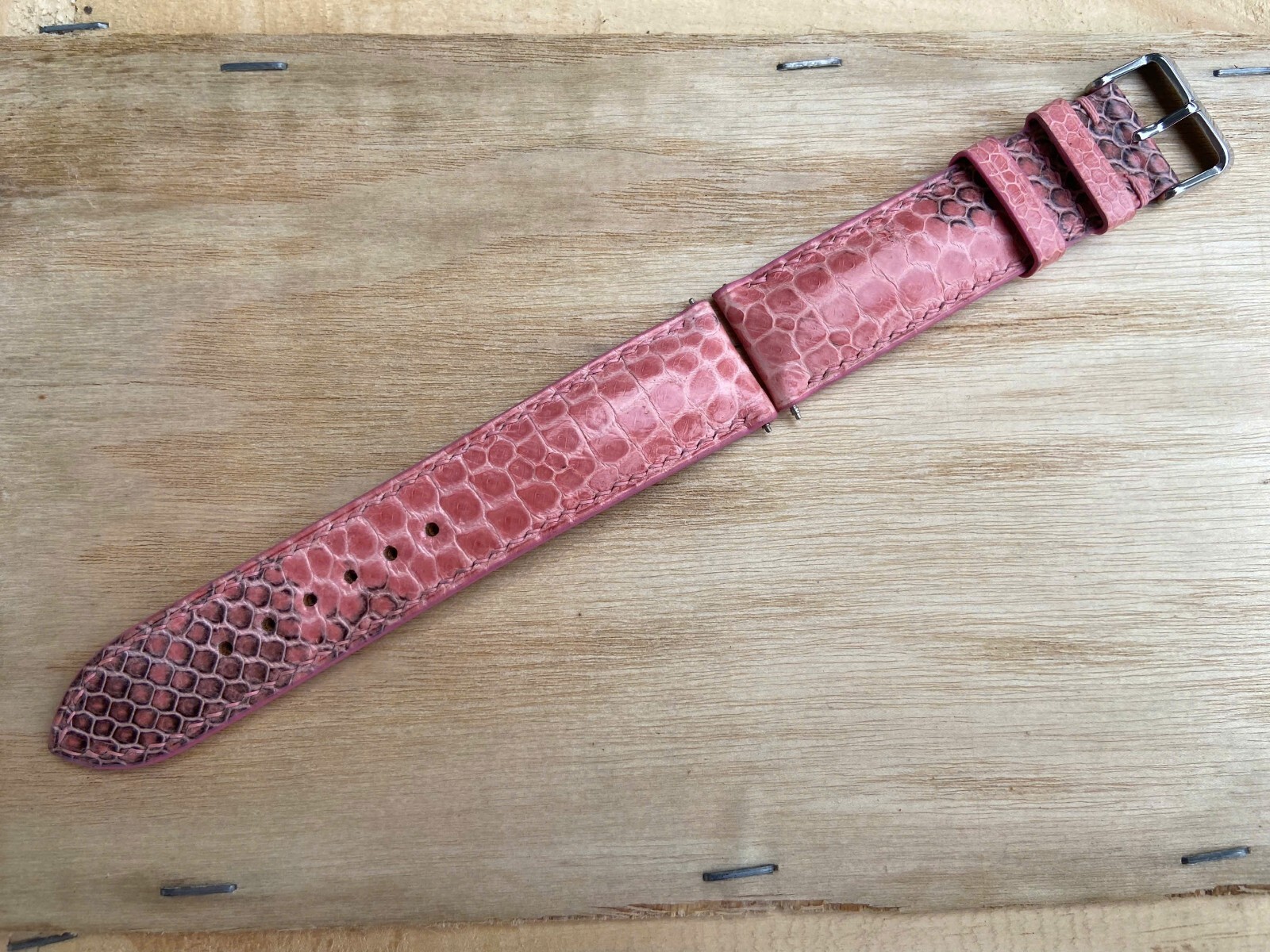 Pink Snake Leather Watch Strap Band, Size 16mm 18mm 20mm 21mm 22mm 24mm 26mm