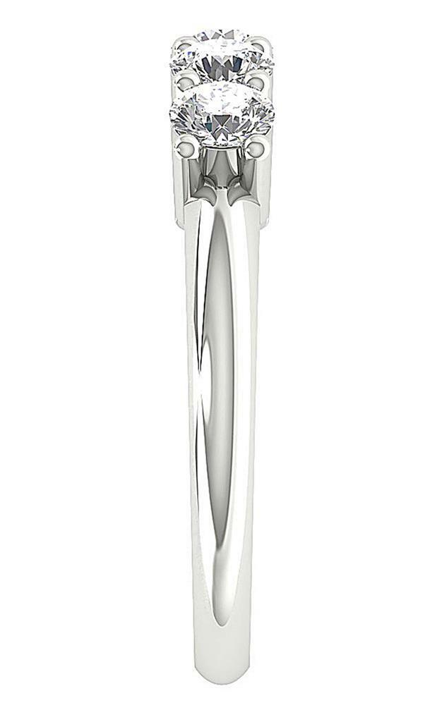 Five Stone Wedding Ring 1.00 Ct VS1 E Prong Set Natural Diamond 14K Gold 3.80MM