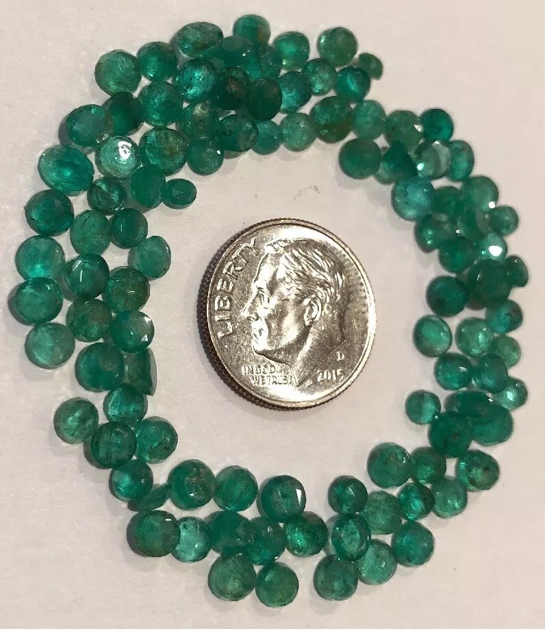 EMERALDS – NATURAL FACETED ROUND – Loose Gems ~3mm-5mm- 1 STONE/$14.99- FASTSHIP