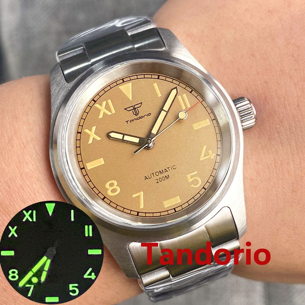 Tandorio 36mm Retro Pilot Sapphire California Dial NH35A 200m Diving Men Watch