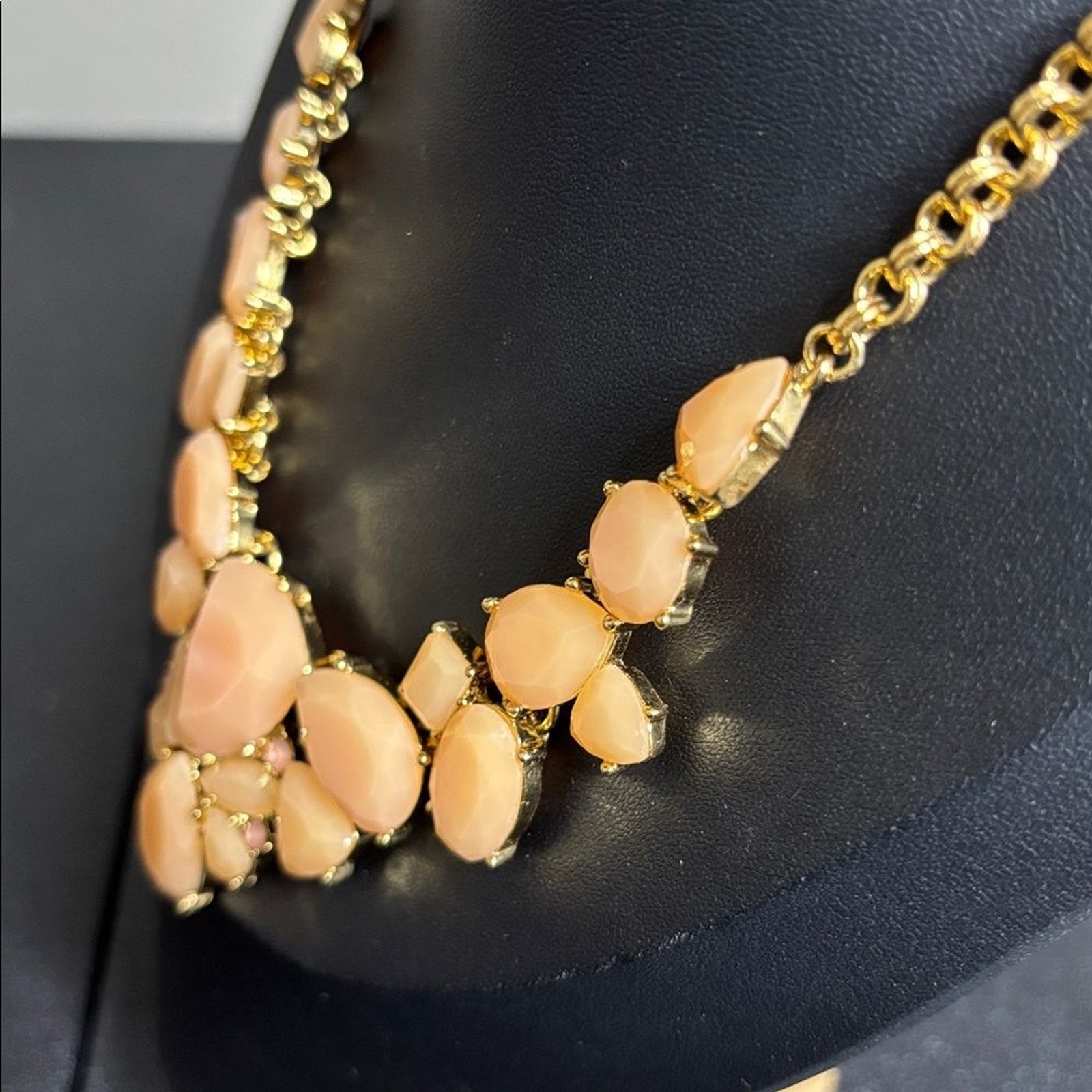 Kate Spade Chunky Peach Stone Statement Necklace in 12k gold-plated metal