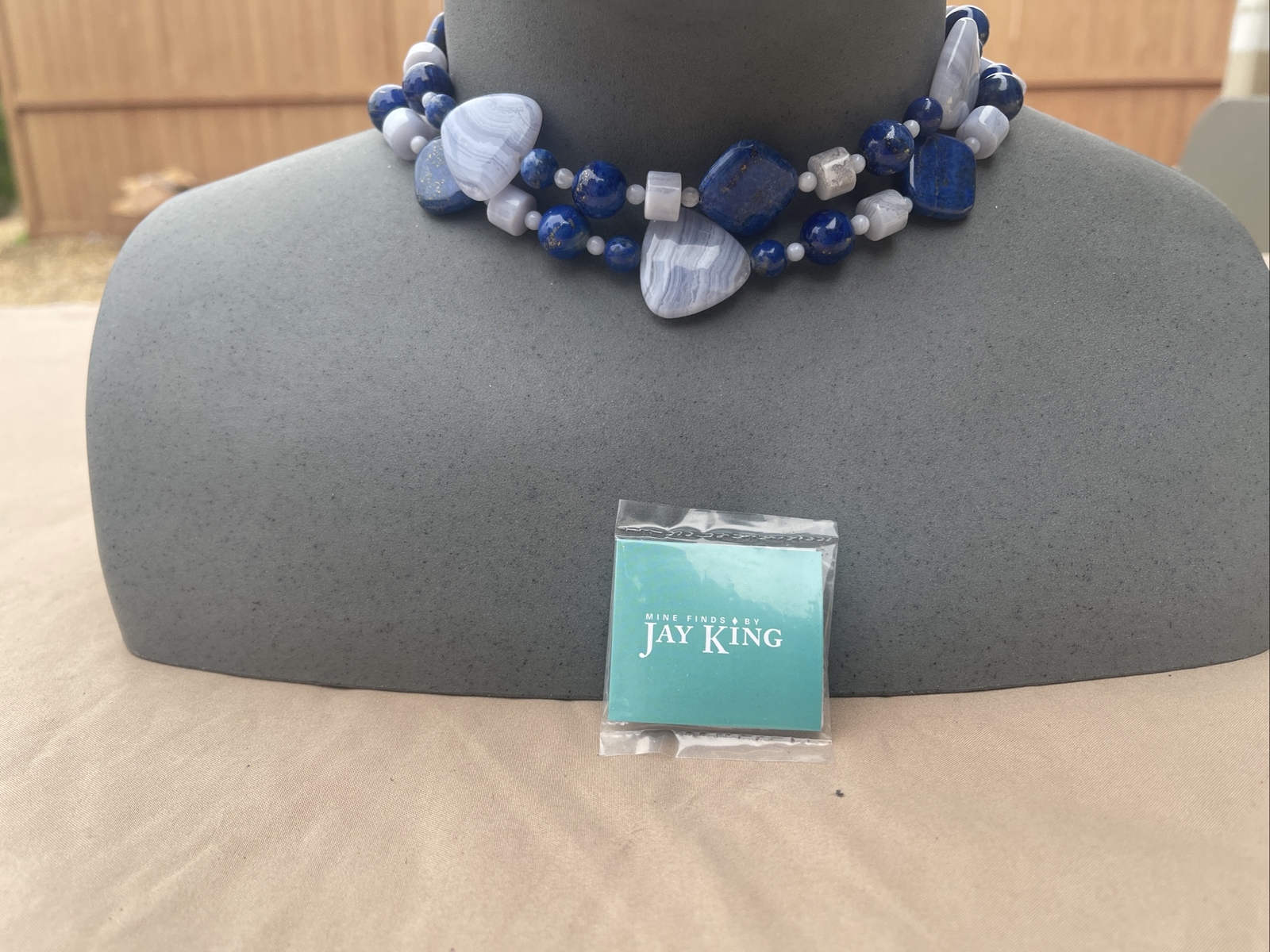 Mine Finds by Jay King DTR Sterling 925 blue lace agate lapis Nexklace 156 Grams
