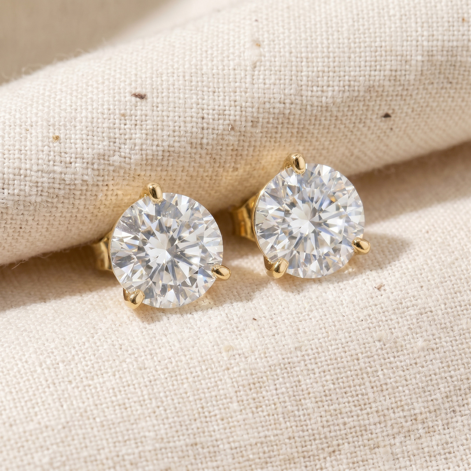Certified 4Ct Lab Grown Martini Diamond Studs Yellow Gold Earrings (GH,VS2-SI1)