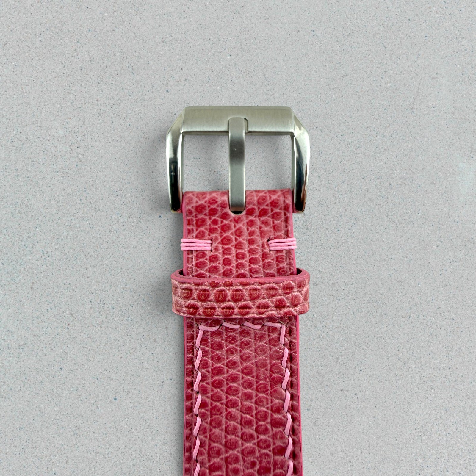 Genuine Lizard Leather Watch Band Strap 18mm Pink Handmade 316L Buckle