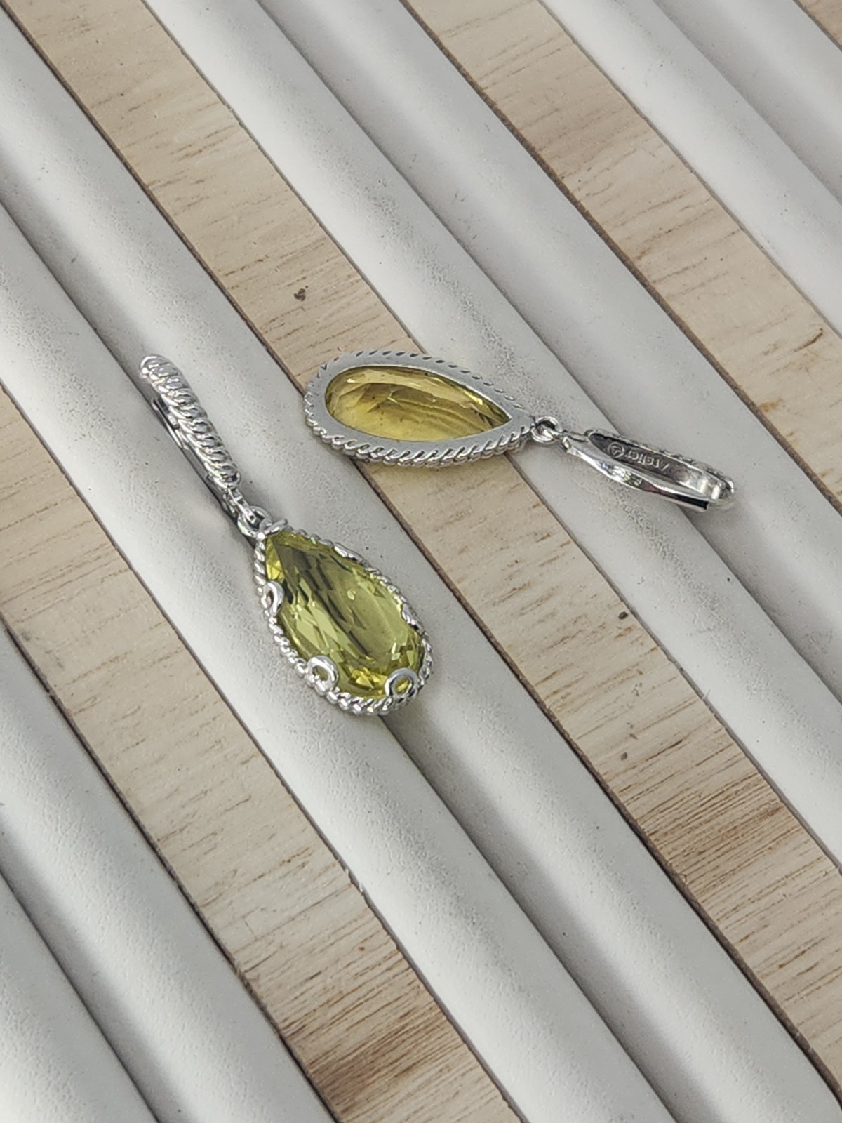 Anthony Nak Atelier 925 Sterling Silver Lemon Quartz Leverback Earrings 35mm