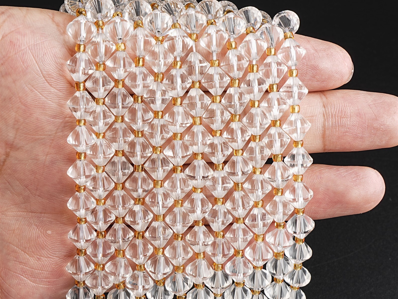 8MM Natural Transparent white Crystal Quartz Beads AA Bicone Faceted Loose Beads