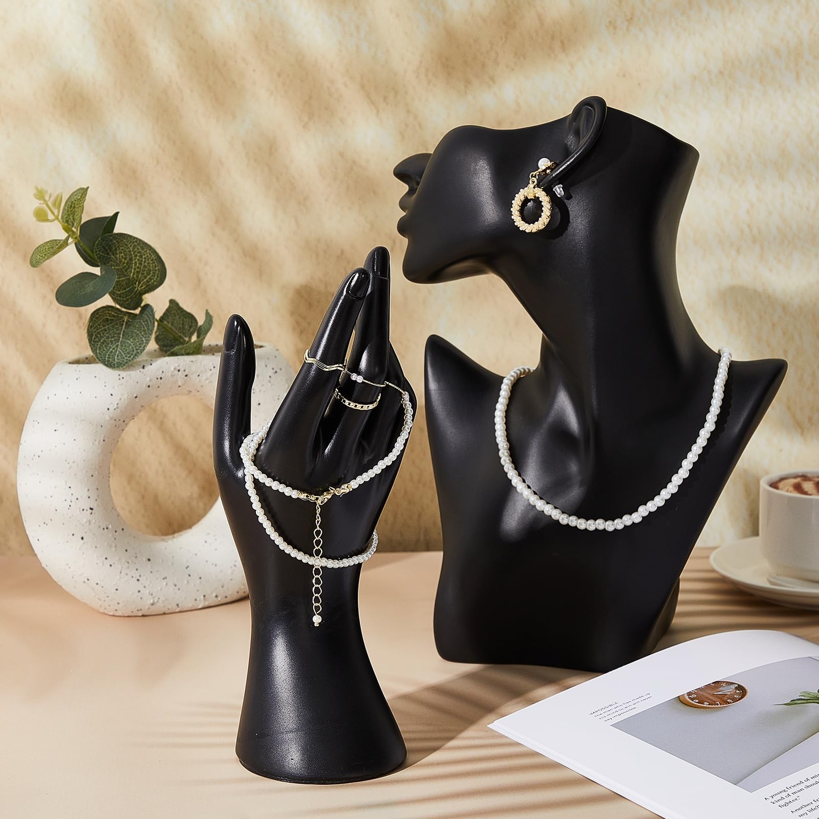 Kigley 3 Pcs Jewelry Mannequin Display Set Including Boutique Bust Holder Man…