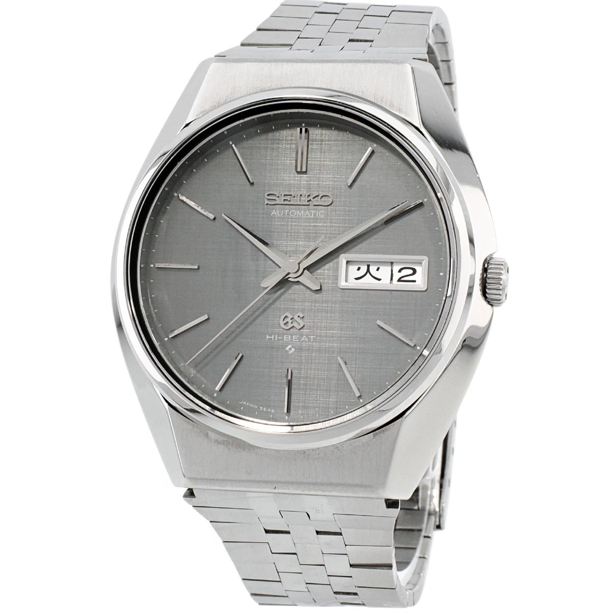 Grand Seiko 56GS Ref.5646-8000 Auto 25J Day/Date 36.3mm Gray Linen Dial Men’s SS