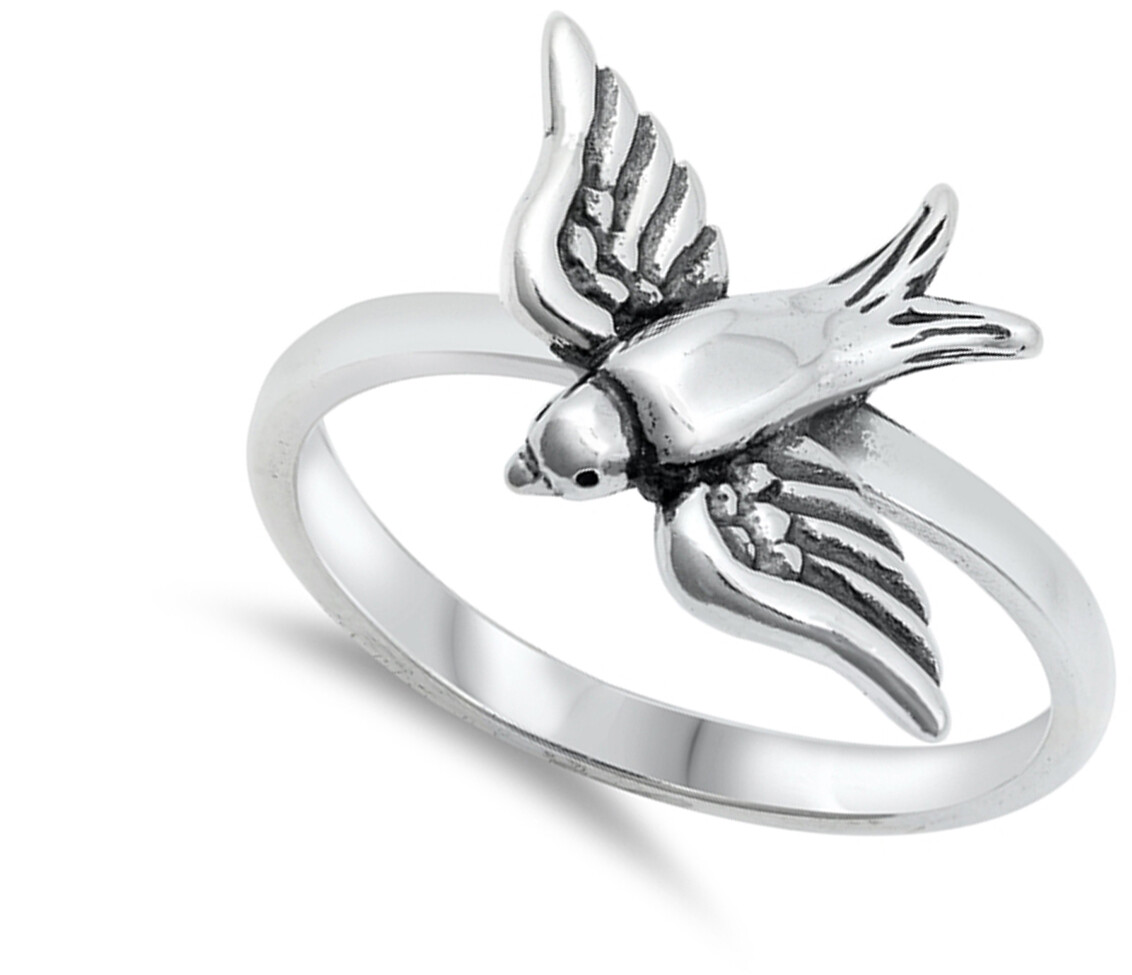 Oxidized Sparrow Bird Nature Animal Ring New 925 Sterling Silver Band Sizes 4-10