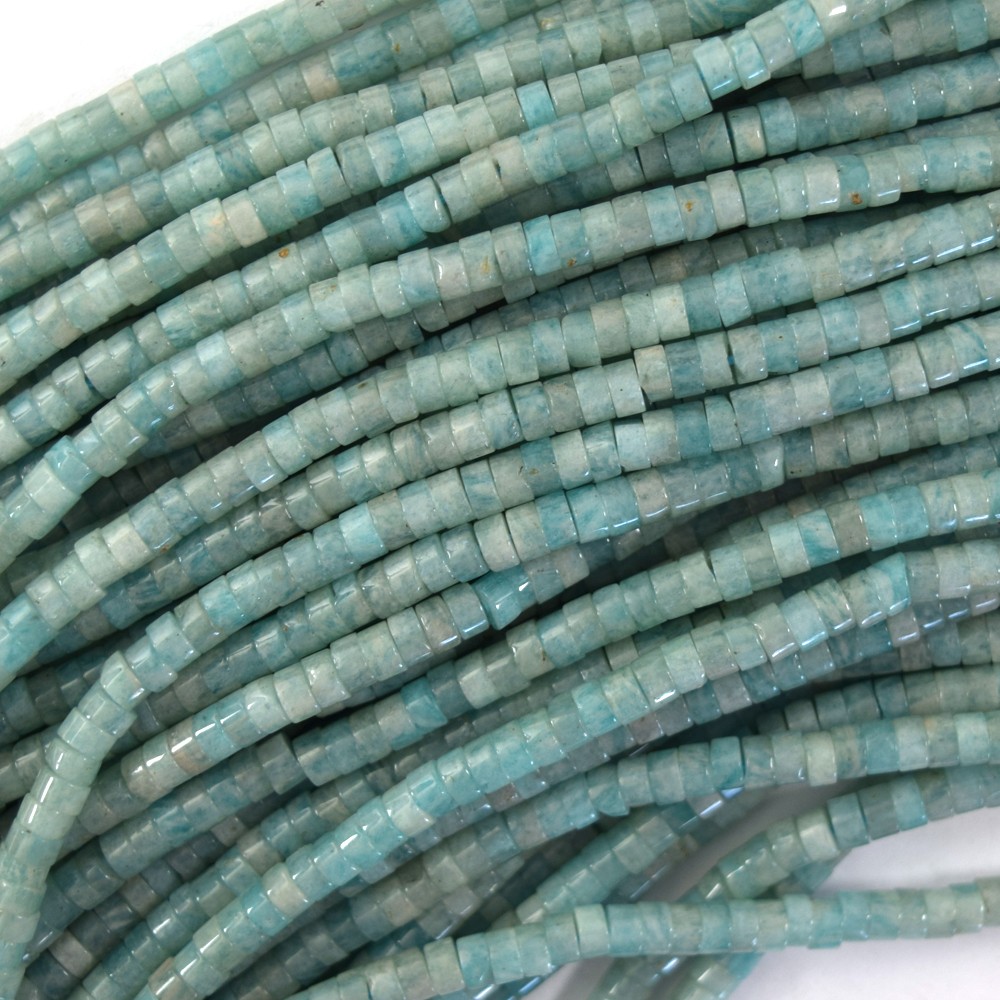 4mm natural African green amazonite heishi disc beads 15.5″ strand 2x4mm