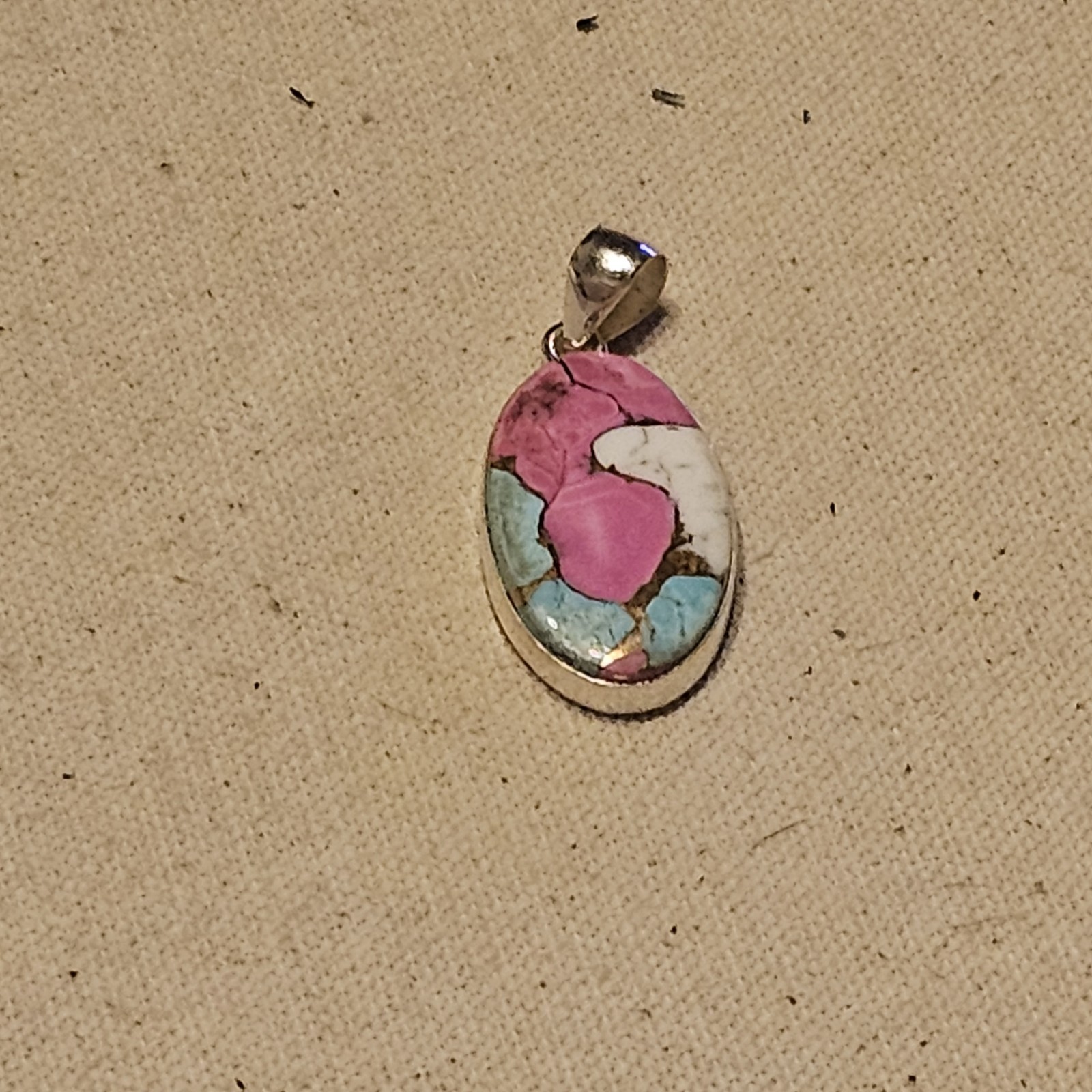 Cotton Candy Dahlia Kingman Turquoise Sterling Silver 925 Pendant